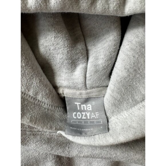 Aritzia TNA CozyAF Fleece Cropped Hoodie Sweatshirt in Heather Chrome Gray Small - Picture 3 of 7